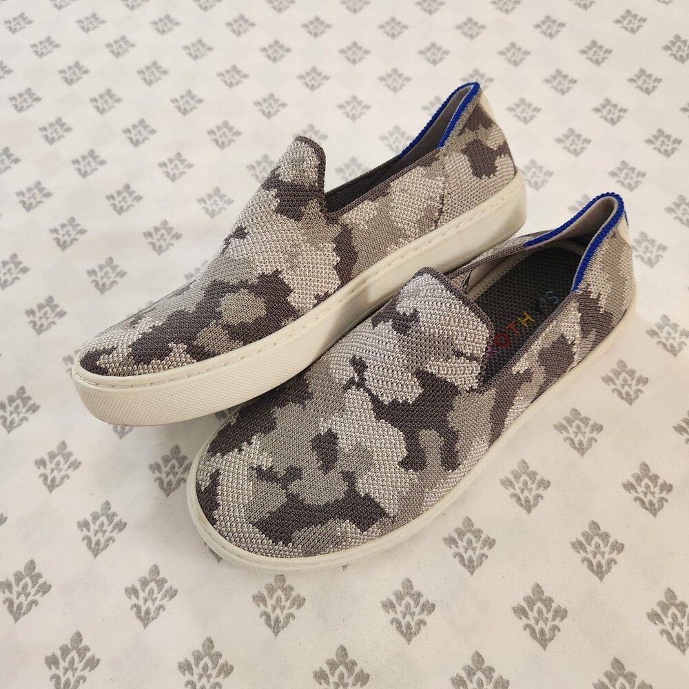 Rothys Boys Camo Grey Slip-On Sneakers Size K3